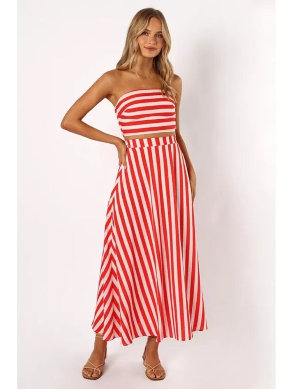 Petal & Pup Elijah Red & White Striped Skirt Set